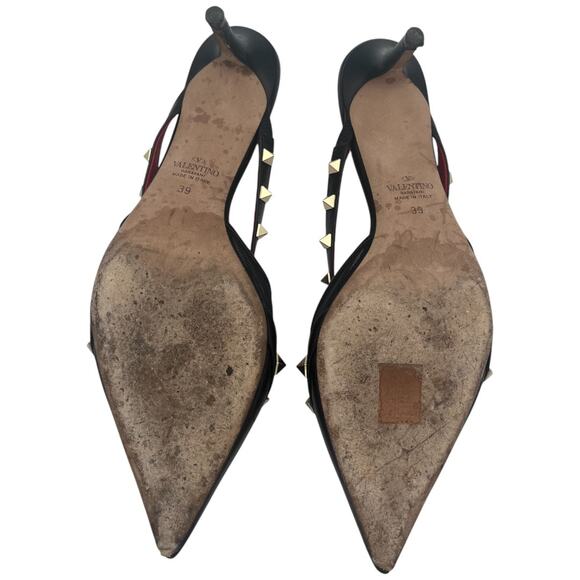 Valentino Garavani Rockstud Alcove Black Leather Pointed Toe Mules EU 39 / US 9 - Picture 6 of 8